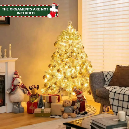 4.5 Feet Pre-Lit Premium Snow Flocked Christmas Tree with 150 Lights Cartsfy Inc.