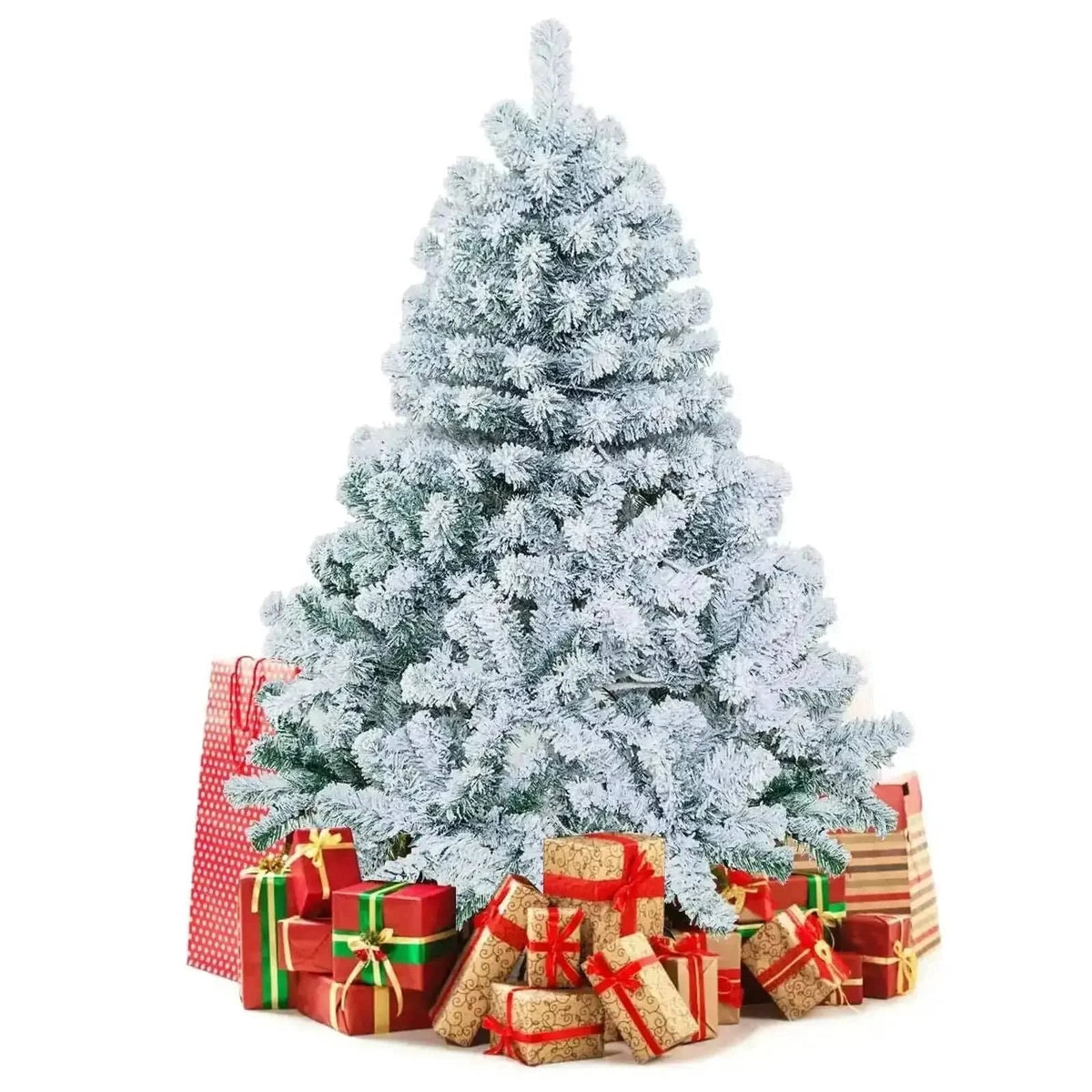 4.5 Feet Pre-Lit Premium Snow Flocked Christmas Tree with 150 Lights Cartsfy Inc.