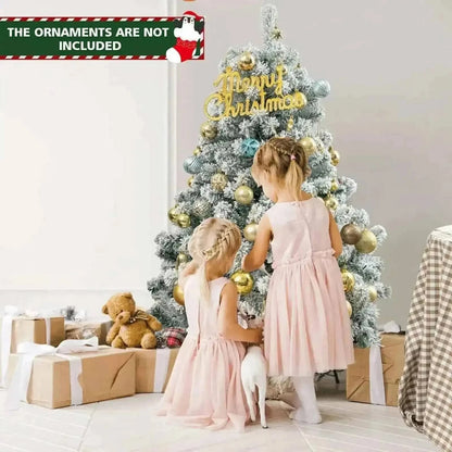4.5 Feet Pre-Lit Snow Flocked Christmas Tree with 150 Lights
