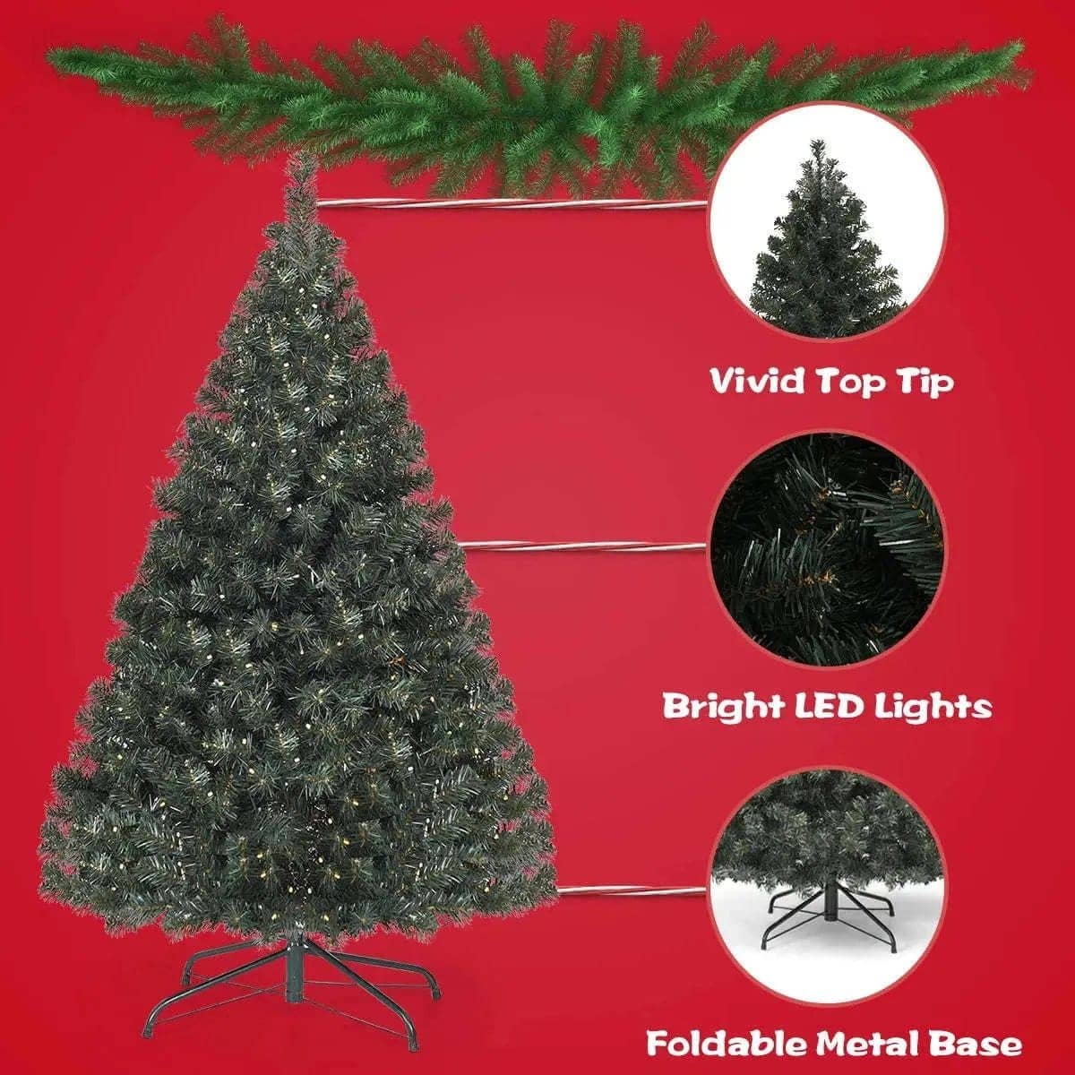4.5 Feet PVC Pre-lit Artificial Hinged Christmas Tree Cartsfy Inc.