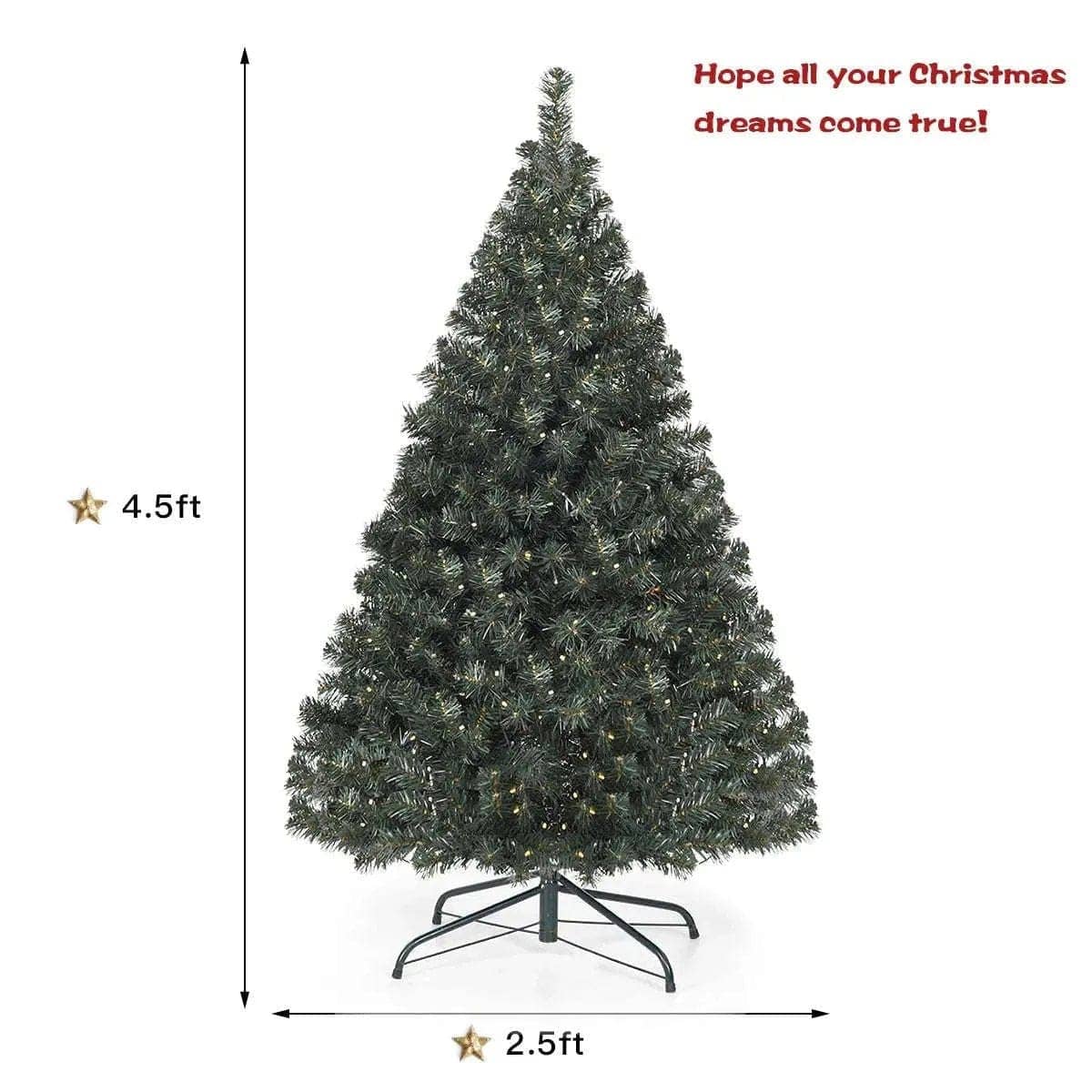 4.5 Feet PVC Pre-lit Artificial Hinged Christmas Tree Cartsfy Inc.