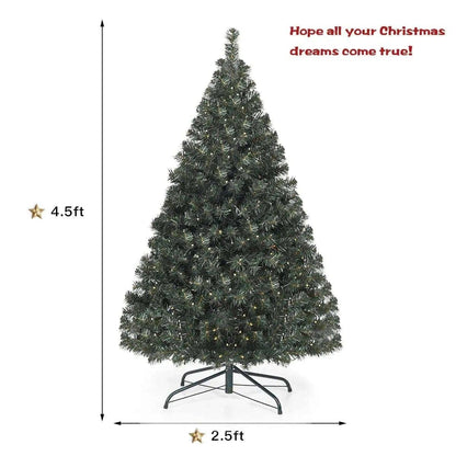 4.5 Feet PVC Pre-lit Artificial Hinged Christmas Tree Cartsfy Inc.