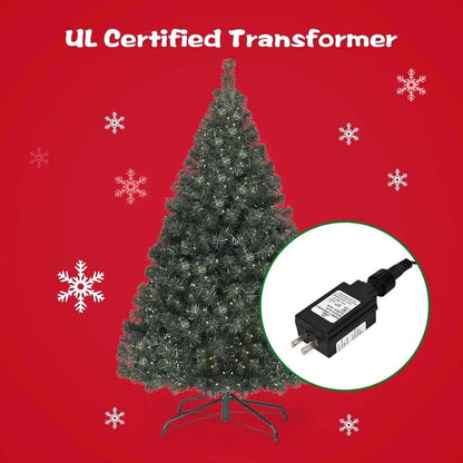 4.5 Feet PVC Pre-lit Artificial Hinged Christmas Tree Cartsfy Inc.