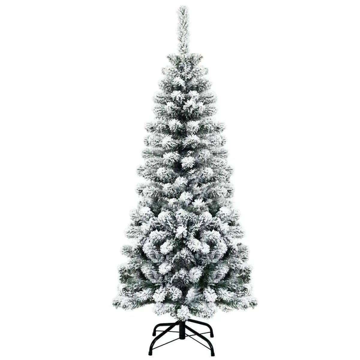 4.5 Feet Unlit Hinged Snow Flocked Artificial Pencil Christmas Tree with 242 Branch Cartsfy Inc.