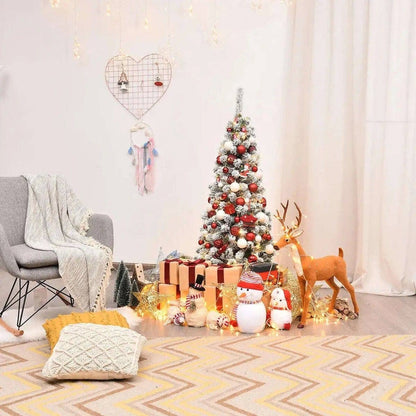 4.5 Feet Unlit Hinged Snow Flocked Artificial Pencil Christmas Tree with 242 Branch Cartsfy Inc.