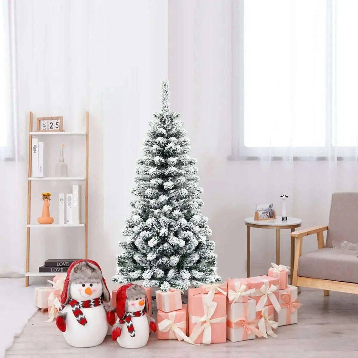 4.5 Feet Unlit Snow Flocked Pencil Christmas Tree