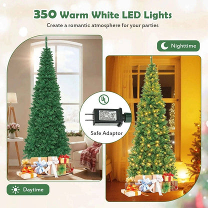 4.5 ft Pre-Lit Premium Hinged Artificial Fir Pencil Christmas Tree with LED Lights Cartsfy Inc.