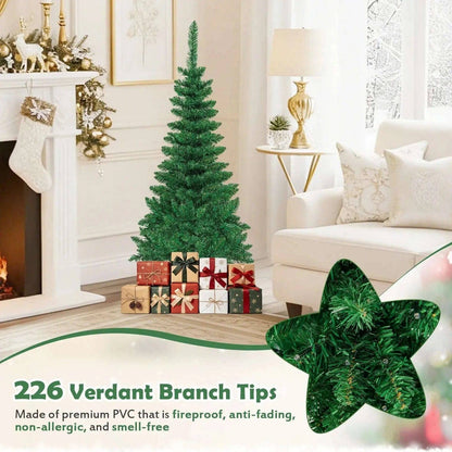 4.5 ft Pre-Lit Premium Hinged Artificial Fir Pencil Christmas Tree with LED Lights Cartsfy Inc.