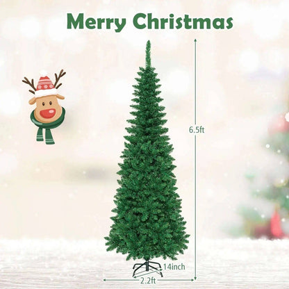 4.5 ft Pre-Lit Premium Hinged Artificial Fir Pencil Christmas Tree with LED Lights Cartsfy Inc.