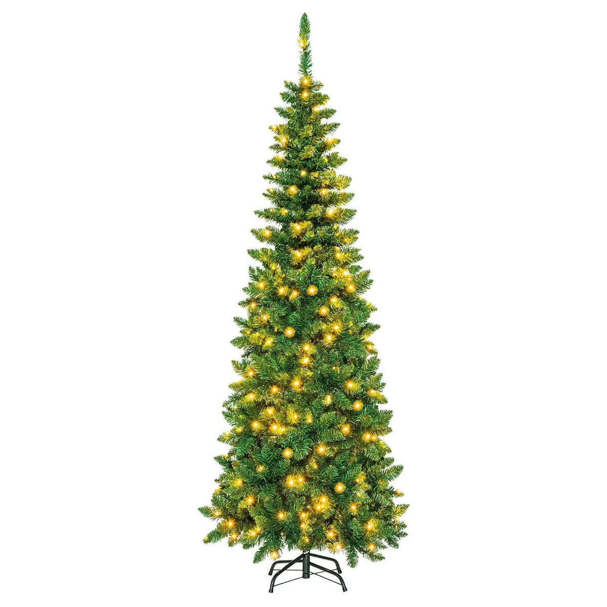 4.5 ft Pre-Lit Premium Hinged Artificial Fir Pencil Christmas Tree with LED Lights Cartsfy Inc.
