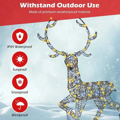 4.6 Feet Pre-Lit Christmas Reindeer with 170 Cold and Warm LED Lights Cartsfy Inc.