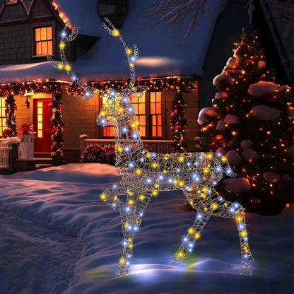 4.6 Feet Pre-Lit Christmas Reindeer with 170 Cold and Warm LED Lights Cartsfy Inc.