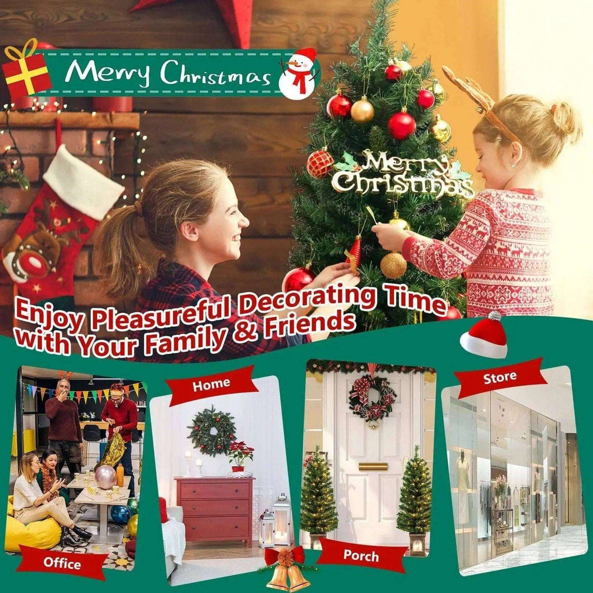 4 Feet Pre-Lit Potted Christmas Tree DirectDeals Default Title Default Title-