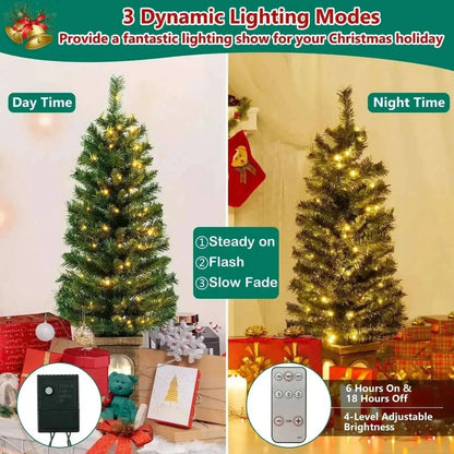 4 Feet Pre-Lit Potted Christmas Tree Cartsfy Inc.