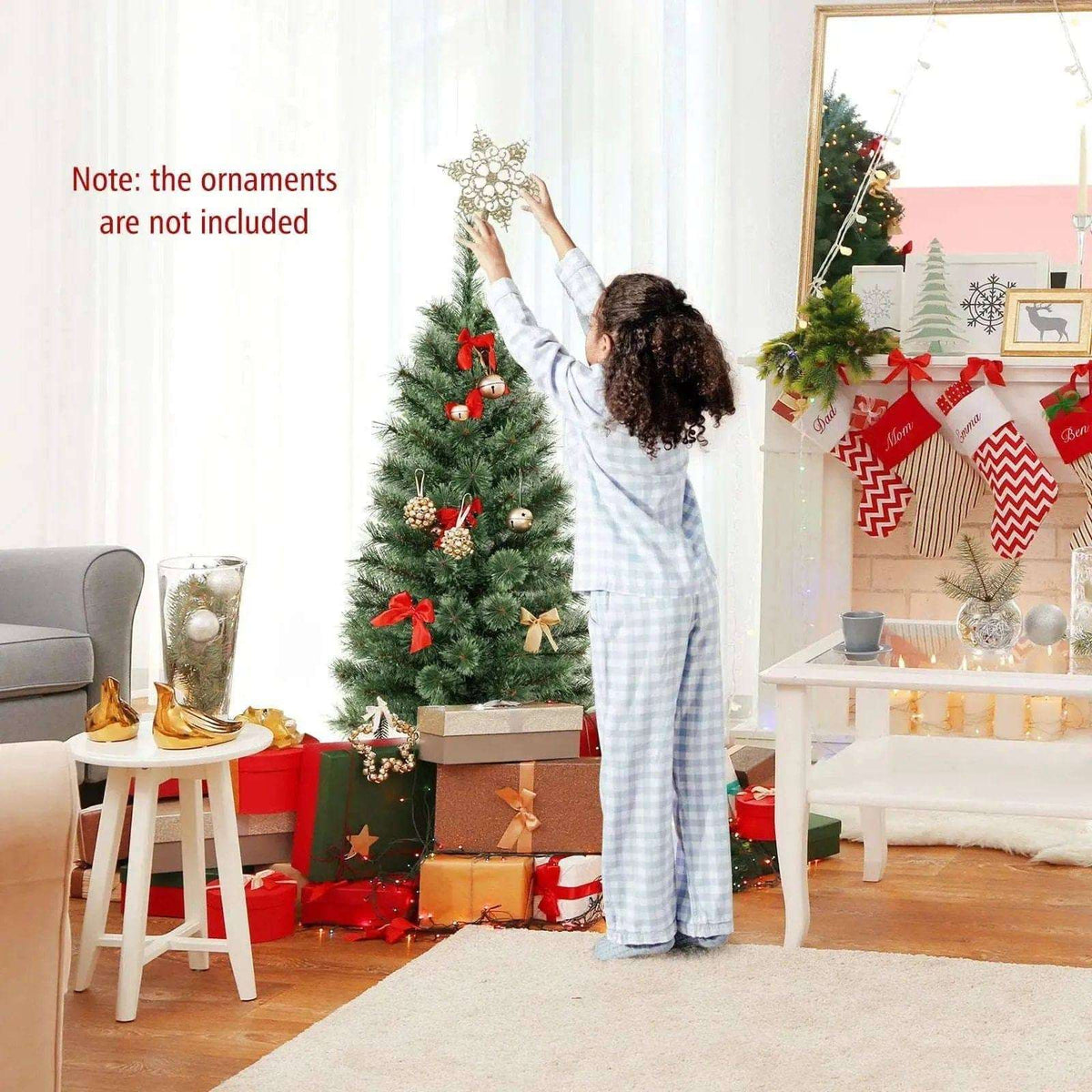 4 Feet Pre-Lit Potted Christmas Tree Pine Needles Cartsfy Inc.