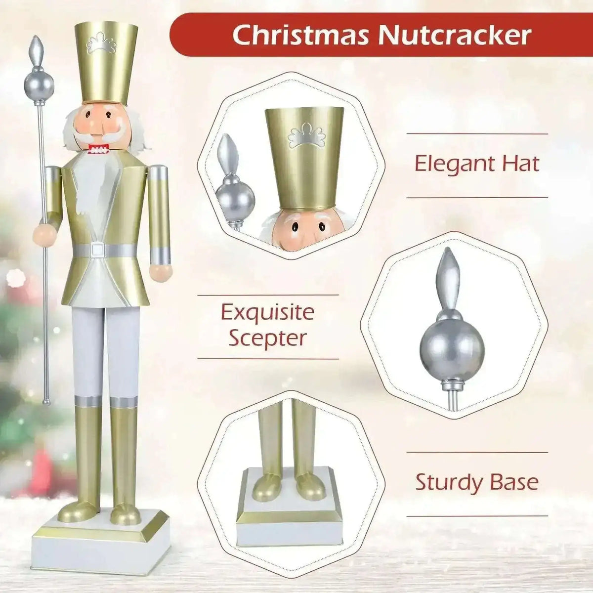 4 FT Christmas Nutcracker with High Hat & Beautiful Scepter Cartsfy Inc.