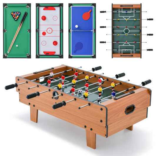 4-in-1 Combo Game Table Set Foosball Table with Billiards and Hockey Cartsfy Inc.