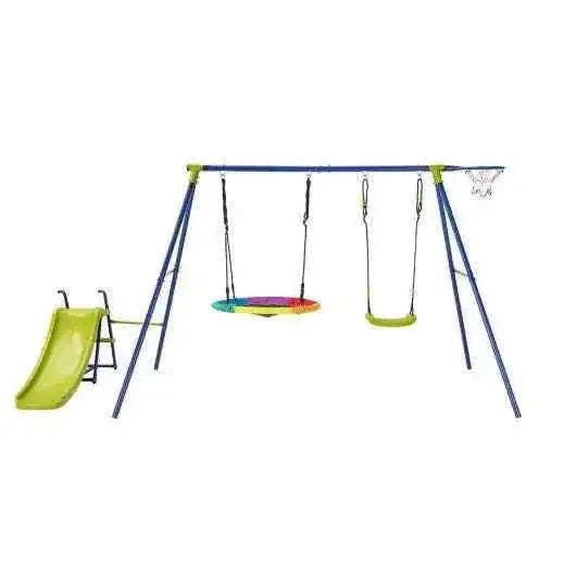 4-in-1 Heavy-Duty Metal Playset with Slide and Basketball Hoop Cartsfy Inc.