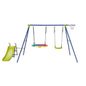 4-in-1 Heavy-Duty Metal Playset with Slide and Basketball Hoop