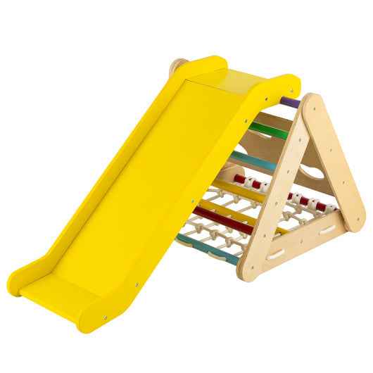 4 in 1 Triangle Climber Toy with Sliding Board and Climbing Net-Multicolor Cartsfy Inc.