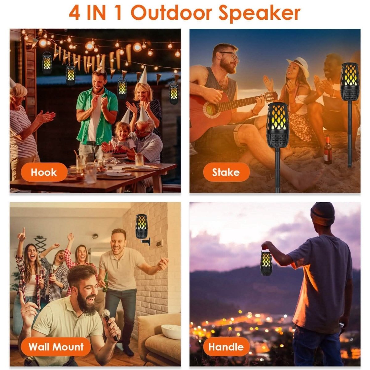 4 - in - 1 Wireless 5.3 IPX5 Waterproof Outdoor Speaker - Cartsfy Inc.