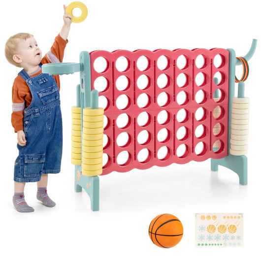 4-in-a-Row Connect Game with Basketball Hoop and Toss Ring-Blue Cartsfy Inc.