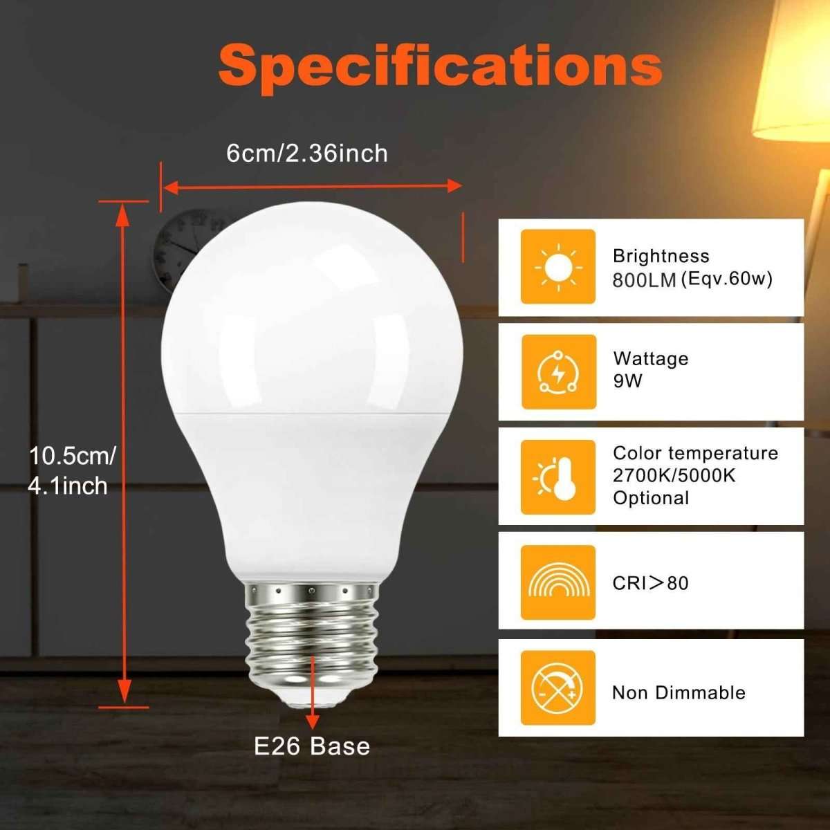 4-Pack A19 LED Light Bulbs, 60W Equivalent, Soft White or Cool Daylight, E26 Base, Non-Dimmable Cartsfy Inc.