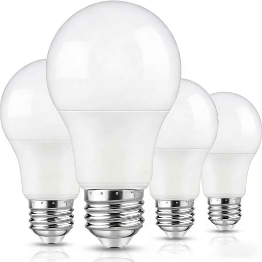 4 - Pack A19 LED Light Bulbs, 60W Equivalent, Soft White or Cool Daylight, E26 Base, Non - Dimmable - Cartsfy Inc.