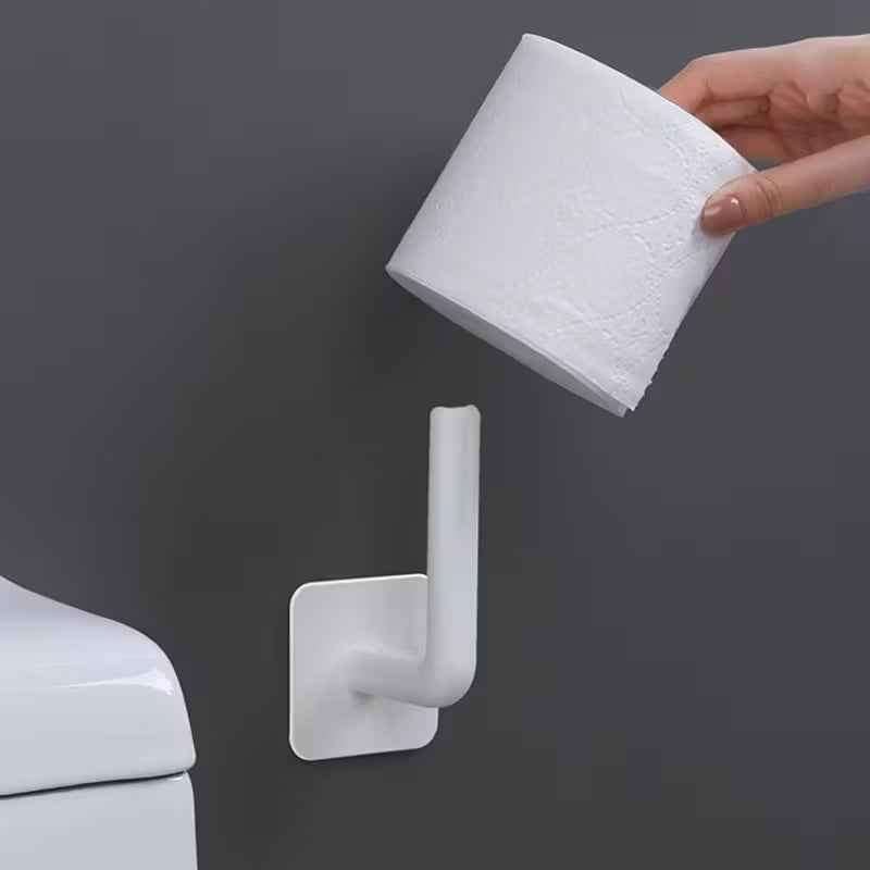 4-Pack: Adhesive Toilet Paper Holder, Wall Mount, White & Black Cartsfy Inc.