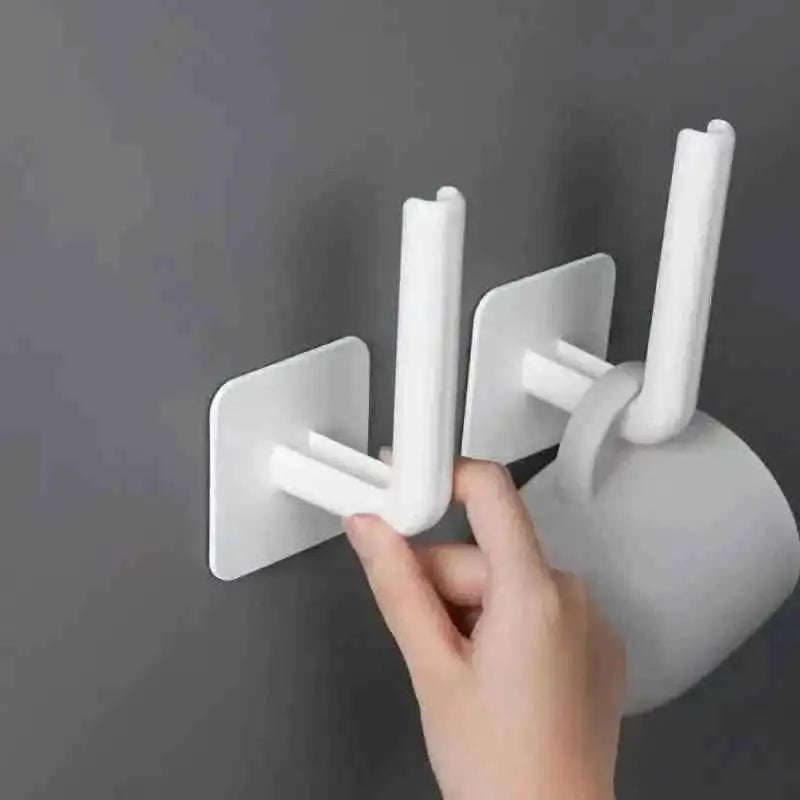 4-Pack: Adhesive Toilet Paper Holder, Wall Mount, White & Black Cartsfy Inc.