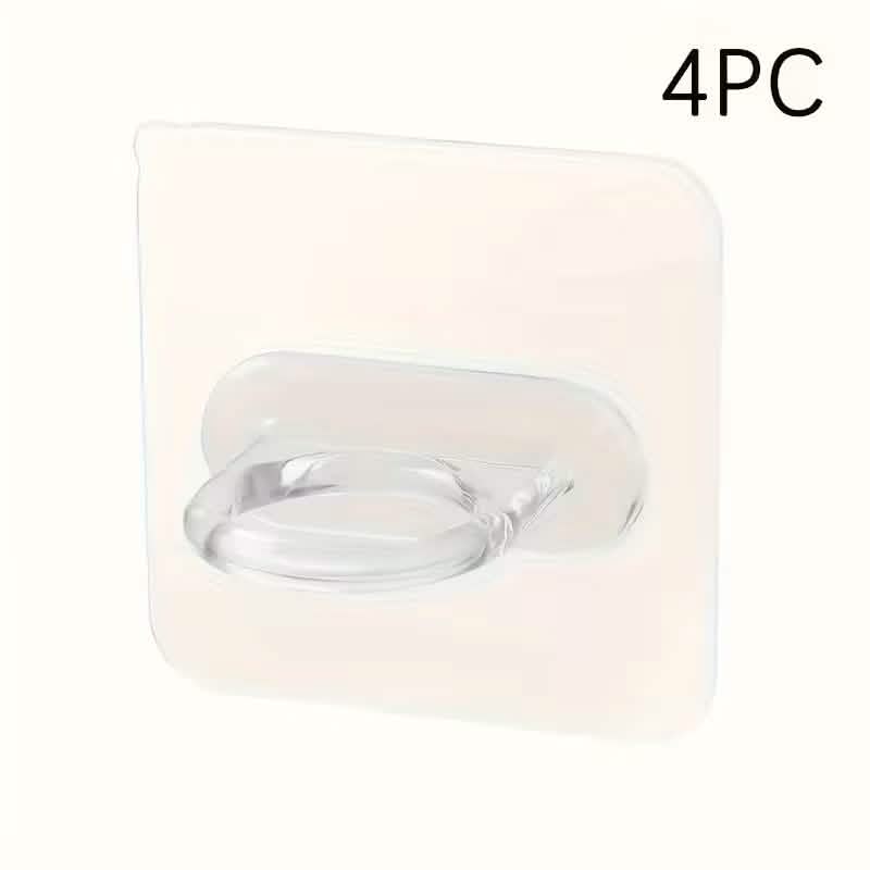 Clear adhesive utility hook in a blister pack labeled 4PC