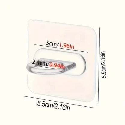 Clear adhesive utility hook with transparent square backing and gray hook loop