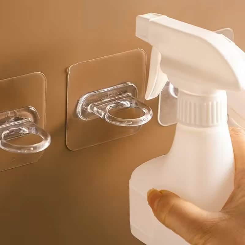 Set of clear adhesive hooks with chrome loop mounts for hanging items