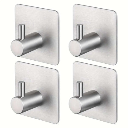 4-Pack Heavy Duty Stick Hooks – Stainless Steel, Waterproof, Wall Mount Cartsfy Inc.