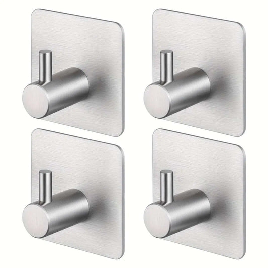 4-Pack Heavy Duty Stick Hooks – Stainless Steel, Waterproof, Wall Mount Cartsfy Inc.