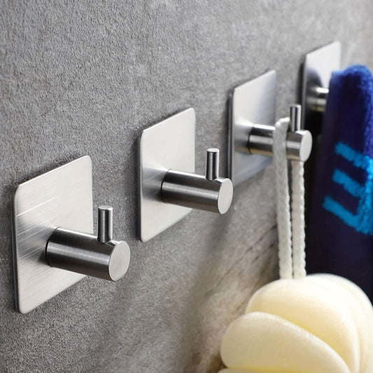 4-Pack Heavy Duty Stick Hooks – Stainless Steel, Waterproof, Wall Mount Cartsfy Inc.