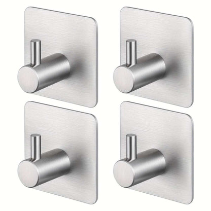 4-Pack Heavy Duty Stick Hooks – Stainless Steel, Waterproof, Wall Mount Cartsfy Inc.
