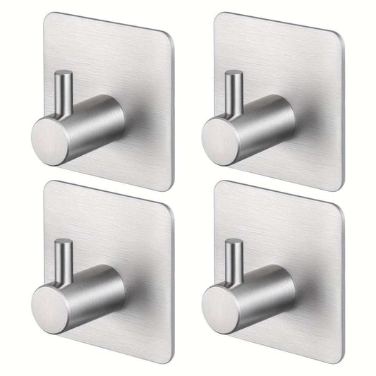 4-Pack Heavy Duty Stick Hooks – Stainless Steel, Waterproof, Wall Mount Cartsfy Inc.