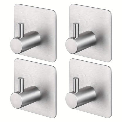 4 - Pack Heavy Duty Stick Hooks – Stainless Steel, Waterproof, Wall Mount - Cartsfy Inc.