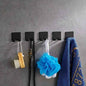 Wall storage hook set of 4 for razors, with chain and towel holder