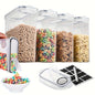 4-piece clear airtight cereal storage containers with pour spouts and measuring cup