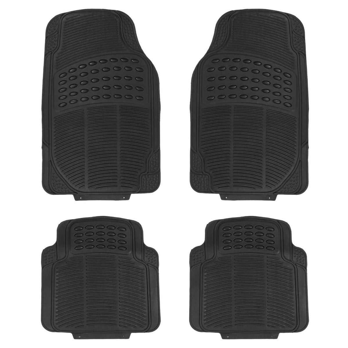 4 - Pieces: Heavy Duty PVC Rubber Automotive Floor Mats with Trimmable Design - Cartsfy Inc.