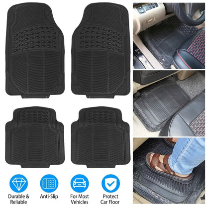 4 - Pieces: Heavy Duty PVC Rubber Automotive Floor Mats with Trimmable Design - Cartsfy Inc.
