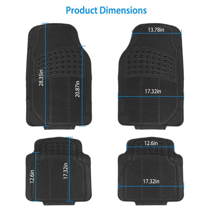 4 - Pieces: Heavy Duty PVC Rubber Automotive Floor Mats with Trimmable Design - Cartsfy Inc.