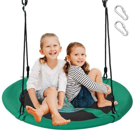 40 Inches Saucer Tree Swing Round with Adjustable Ropes and Carabiners-Green Cartsfy Inc.