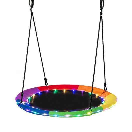 40 Inches Saucer Tree Swing Round with Lights for Kids and Adults-Multicolor Cartsfy Inc.