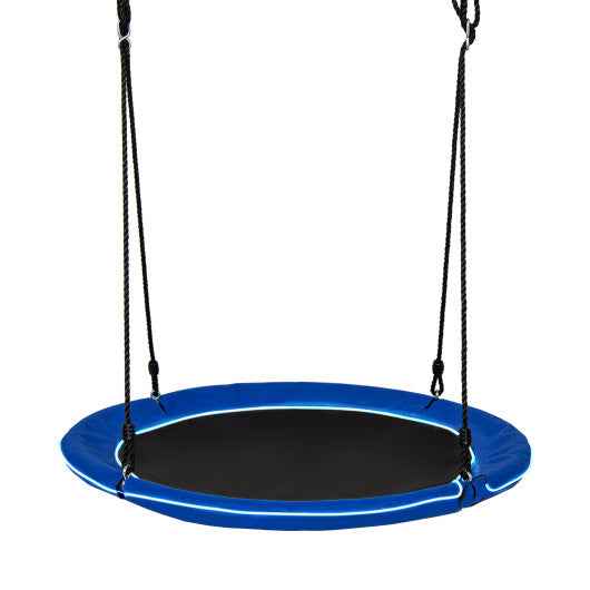 40 Inches Saucer Tree Swing Round with Lights for Kids and Adults-Navy Cartsfy Inc.