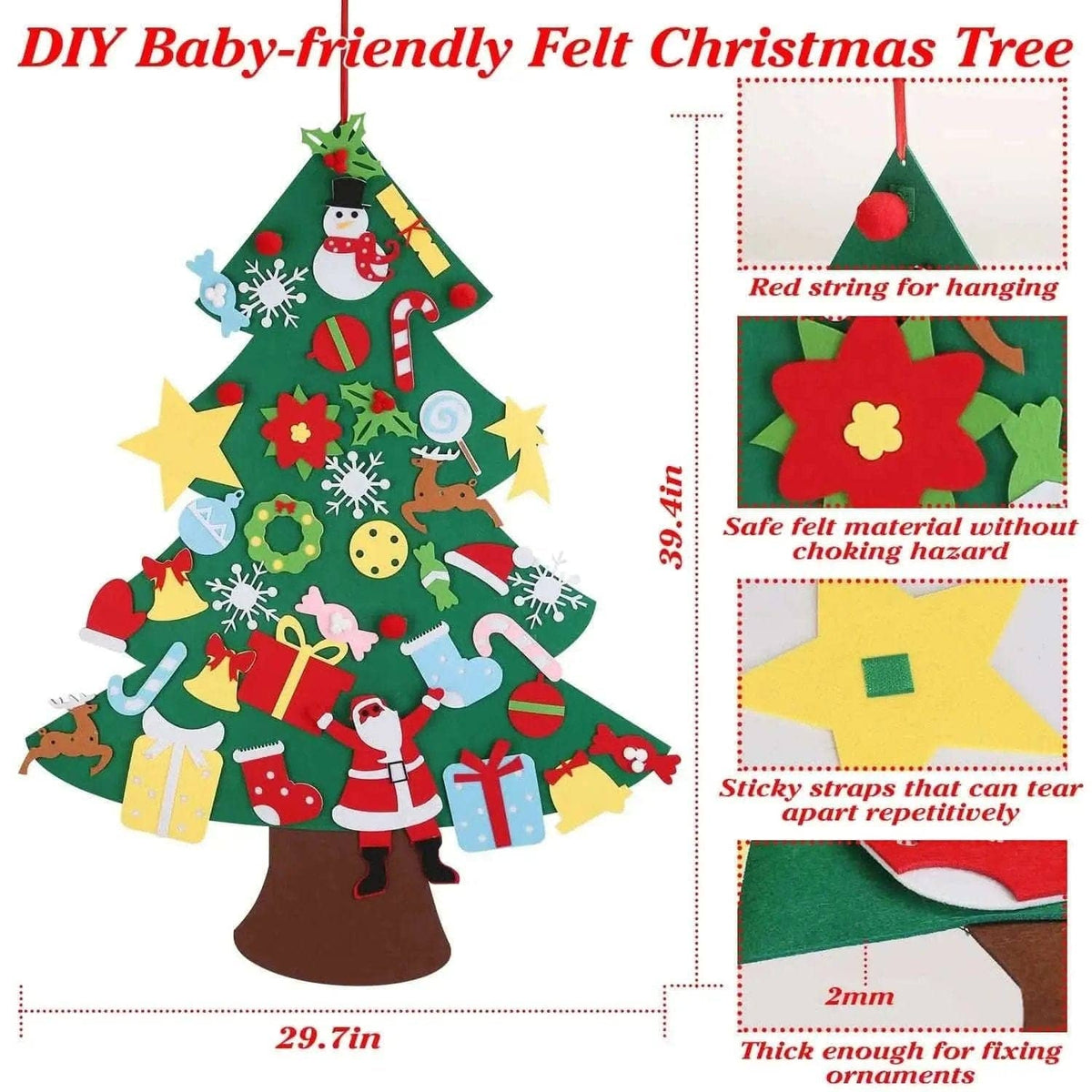 41-Piece: DIY Felt Christmas Tree Detachable Ornaments for Kids DailySale Default Title Default Title-