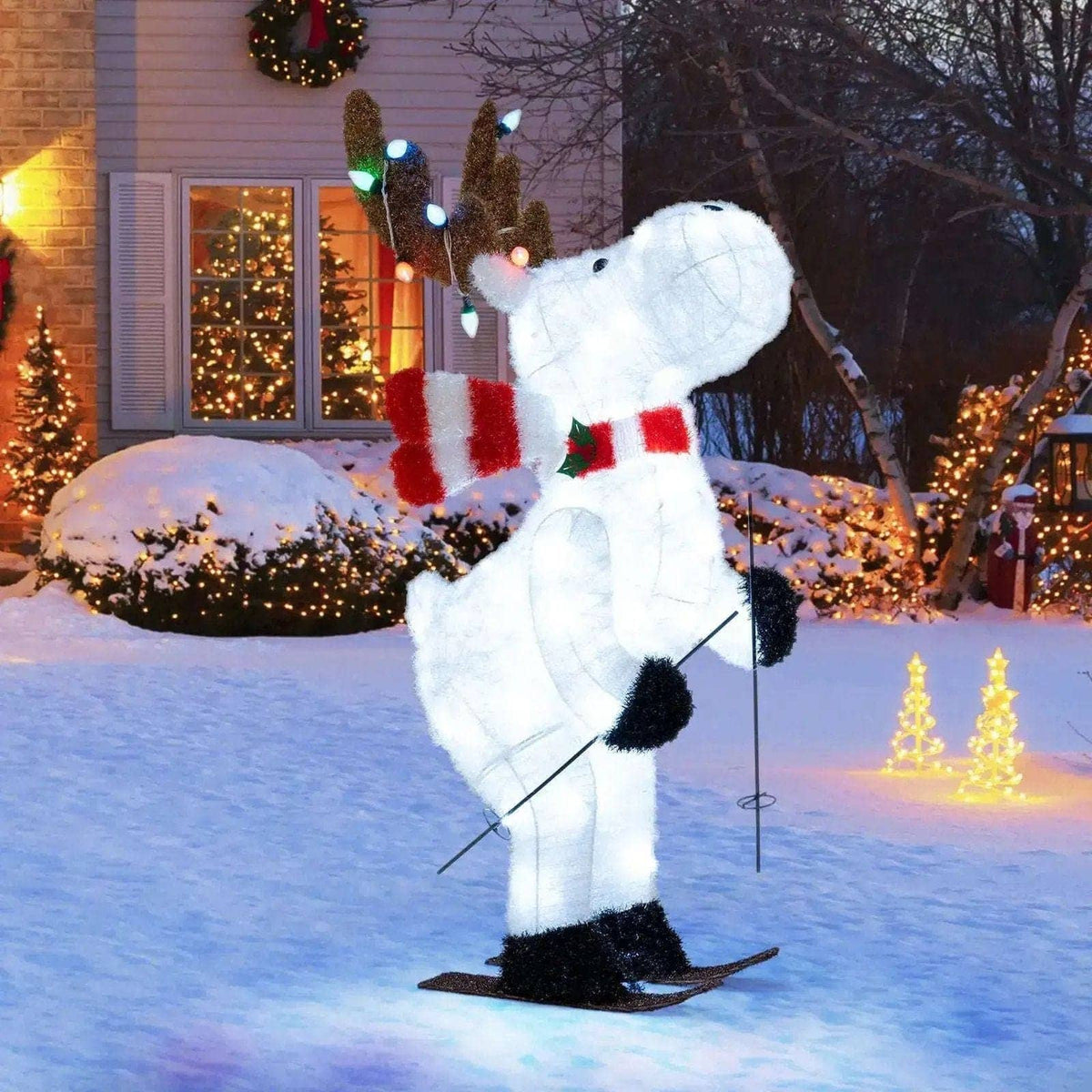 44" Animated Christmas Reindeer Pre-lit Skiing Deer Decoration Cartsfy Inc.