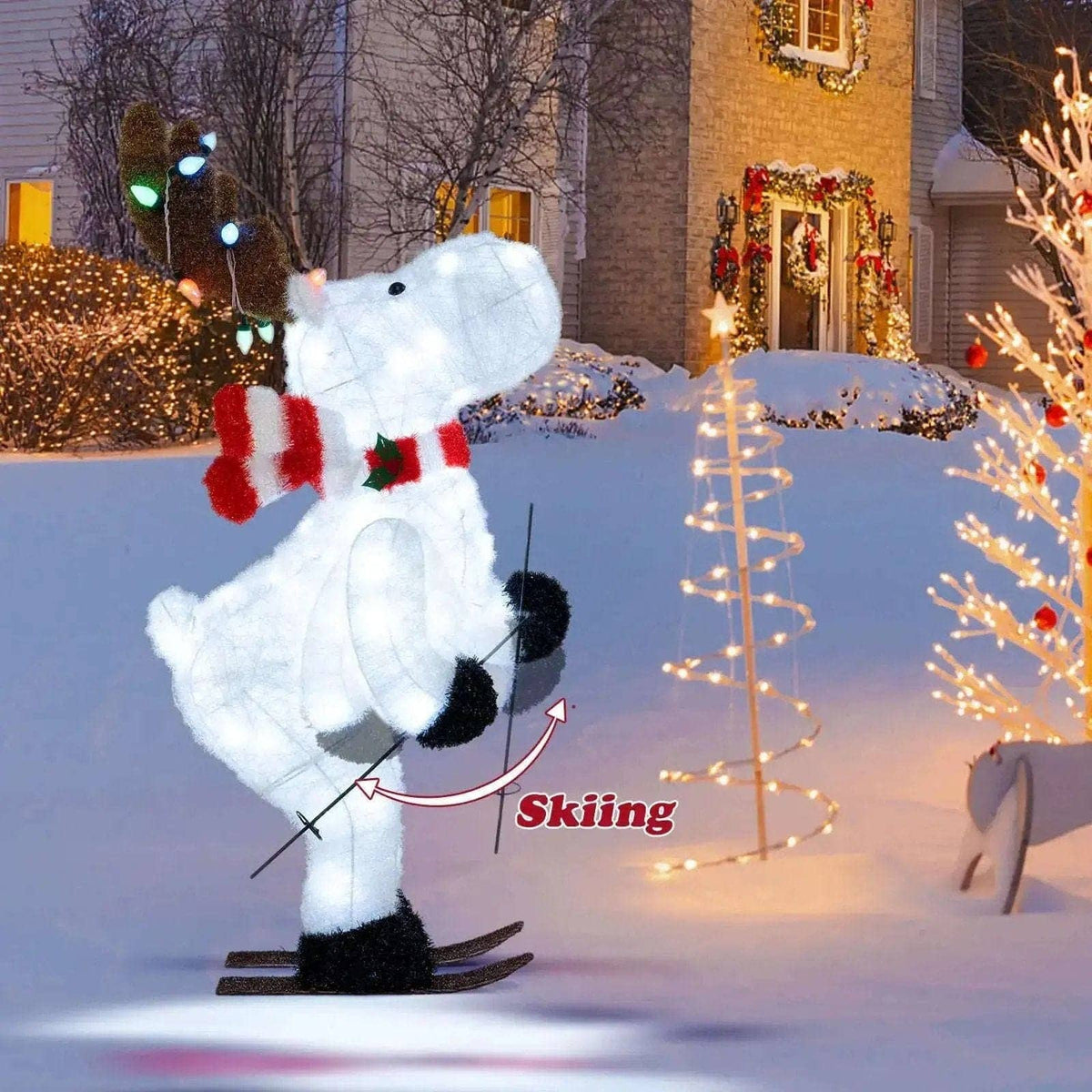 44" Animated Christmas Reindeer Pre-lit Skiing Deer Decoration Cartsfy Inc.